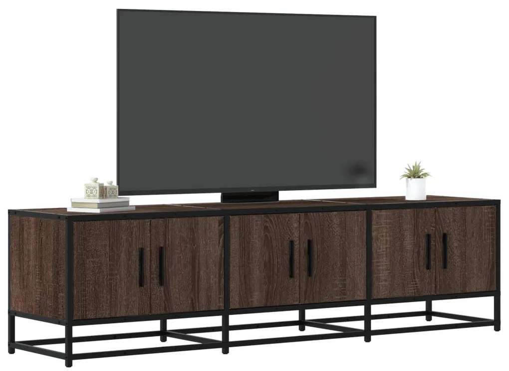 vidaXL Dulap TV, stejar maro, 150x35x41 cm, lemn prelucrat și metal