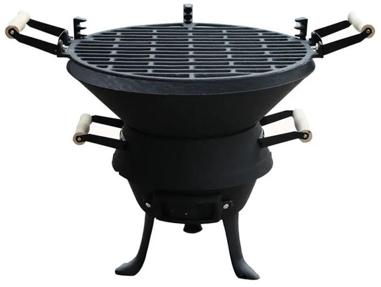 Resigilat: Gratar din fonta Rosberg R51720A, Grila turnata, Manere din lemn, 35,5x38 cm, Negru