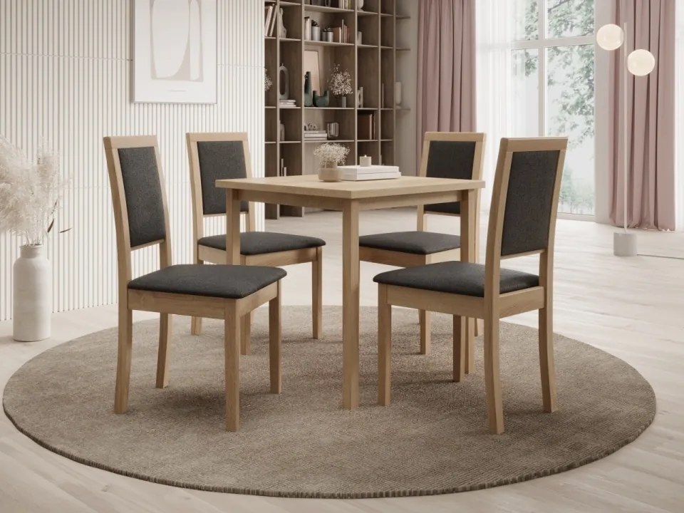 Scaun tapitat, din lemn, Nola XIII, ADRK Furniture (Culoare: Alb / Opium 85)