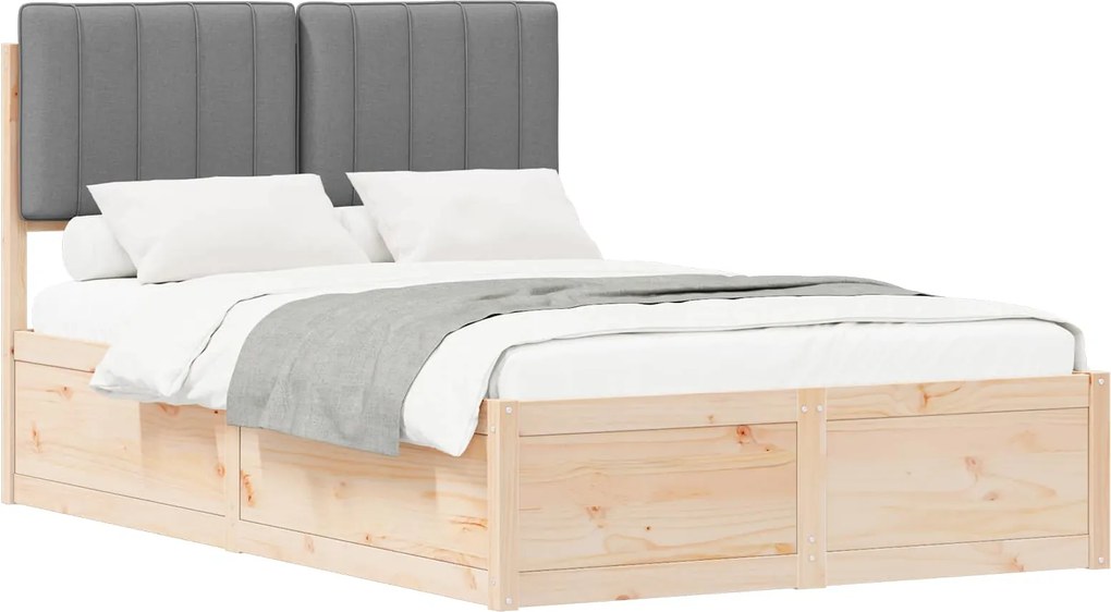 vidaXL Cadru de pat cu tăblie tapițată Gri deschis 120 x 200 cm