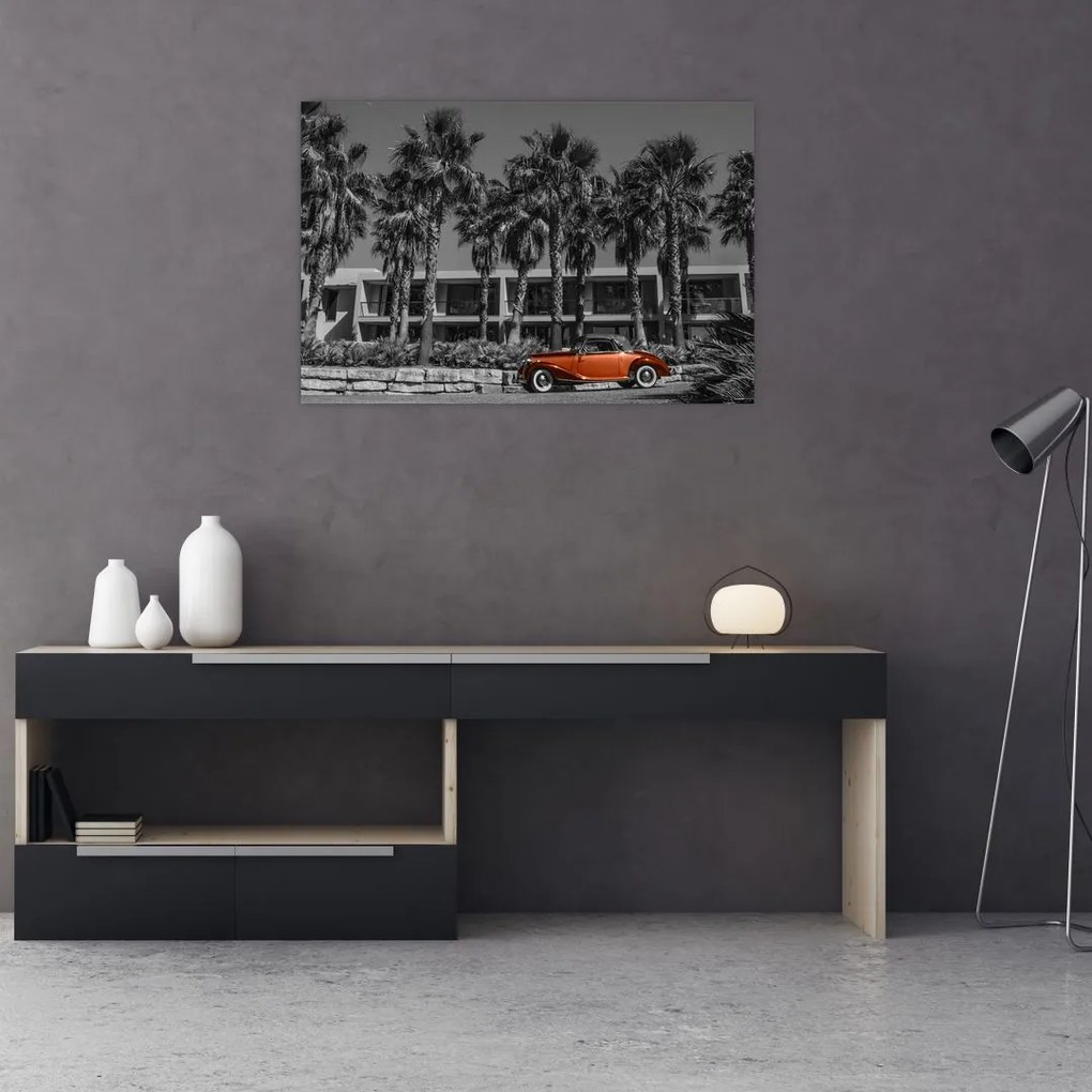 Tablou - Mașină roșie, retro (90x60 cm)