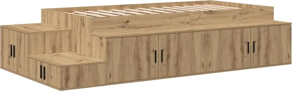 vidaXL Cadru de pat cu depozitare Stejar Artizanal 80 cm Lemn compozit