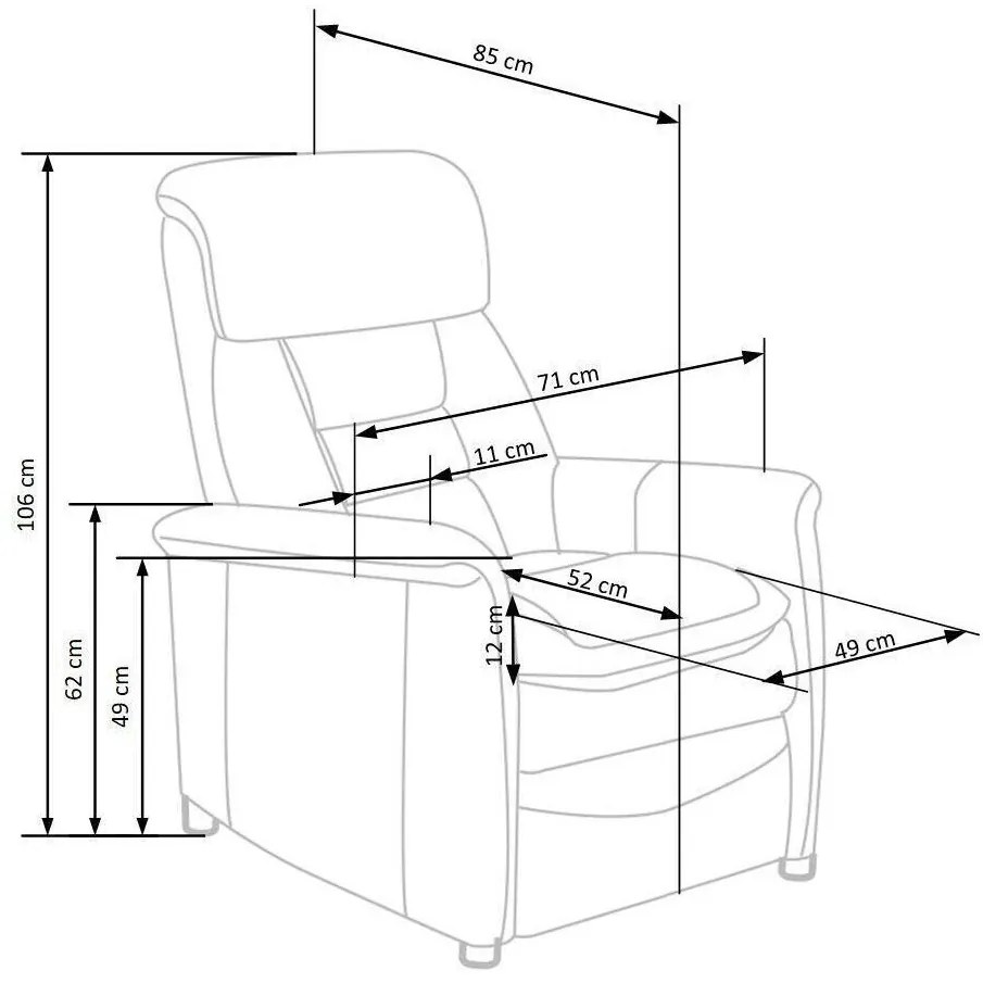 Fotoliu recliner Houston 1030 106x71x85cm, 27 kg, Gri, Tapiterie