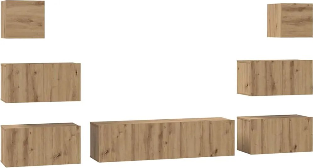 vidaXL Set comodă TV Pe perete 8 pcs Stejar Artizanal Lemn compozit