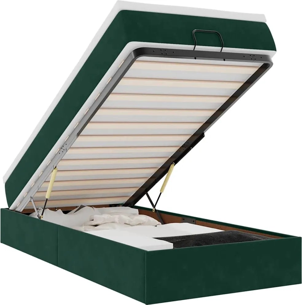 vidaXL Cadru de pat otoman cu saltea verde închis 80x200cm catifea