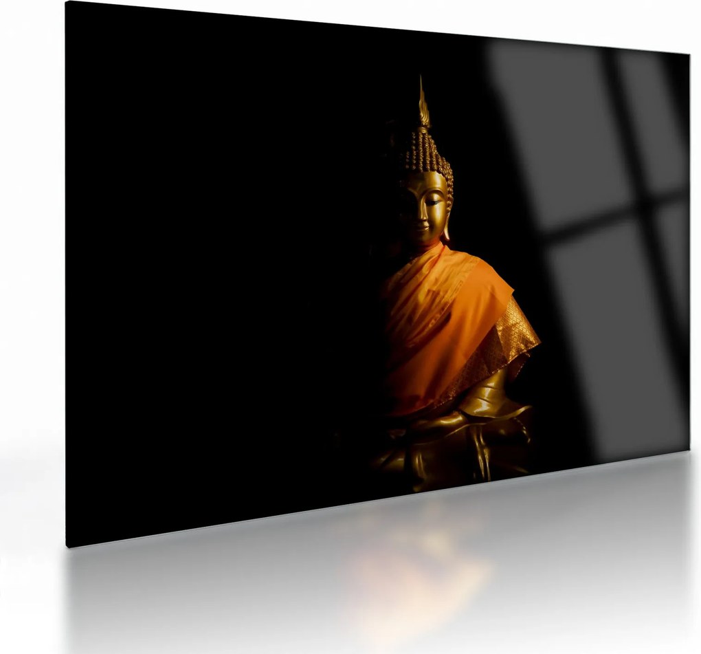 Tablou pe sticlă - Statuia lui Buddha de aur (70x50 cm)