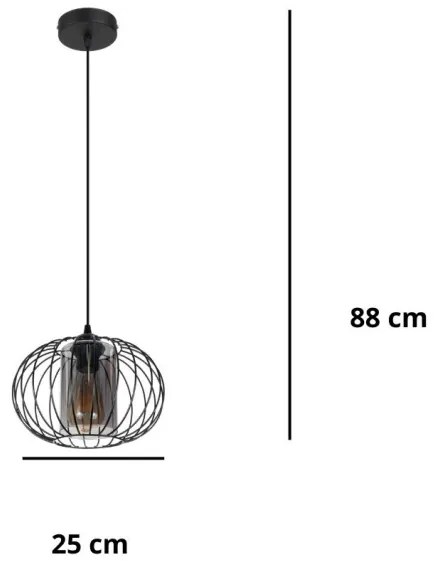 Lustră pe cablu CORRINI 1xE27/60W/230V d. 25 cm negru/gri