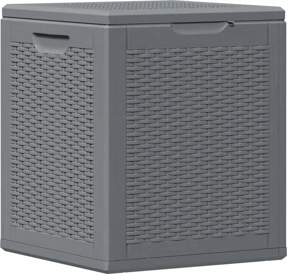 vidaXL Cutie de depozitare pentru grădină, gri, 90 L, PP ratan