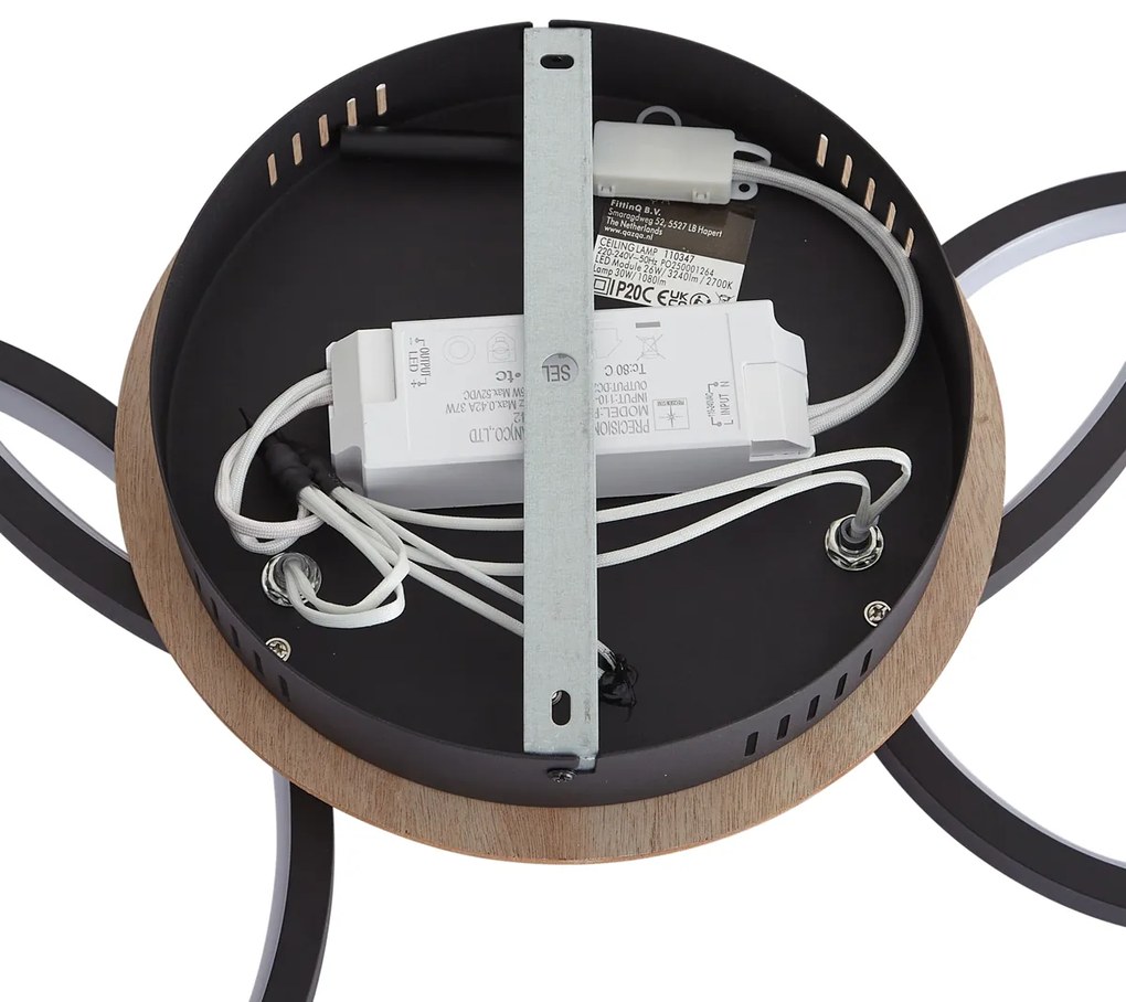 Plafonieră modernă din lemn, cu LED, cu 3 trepte de intensitate, cu 3 lumini - Rondas