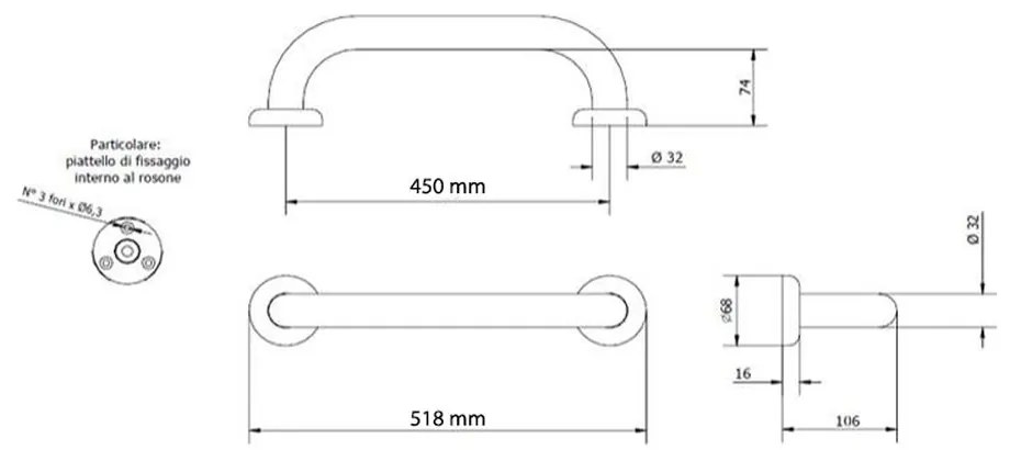 Bara suport ajutatoare 45 cm, alb, Thermomat 450 mm