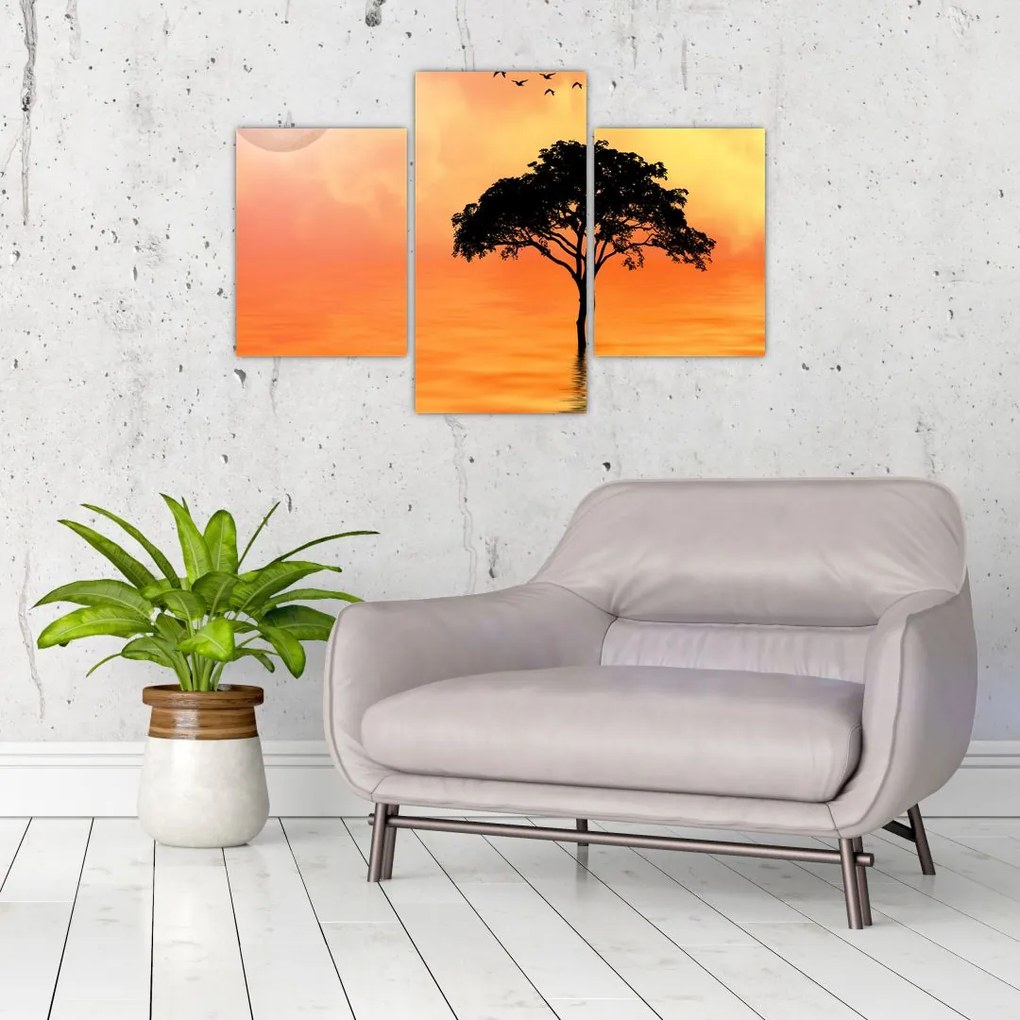 Tablou cu copac în apus de soare (90x60 cm)
