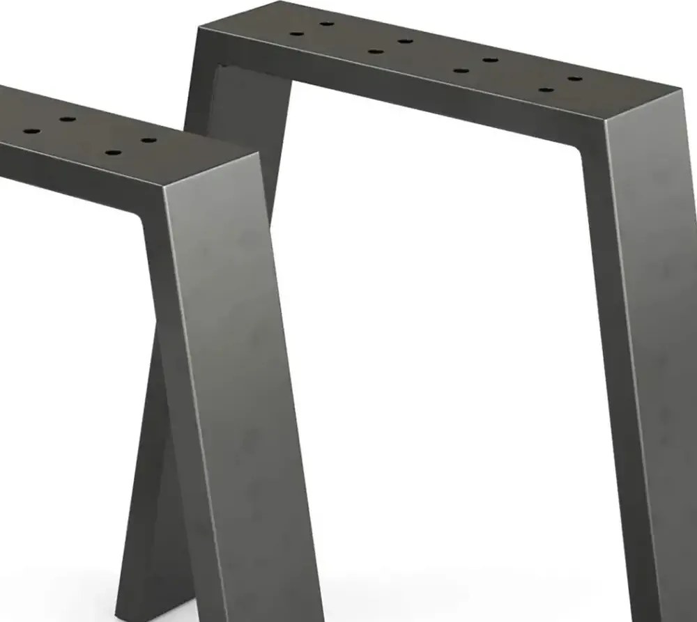 Set 2 picioare metalice pentru măsuță de cafea, design industrial, negru mat