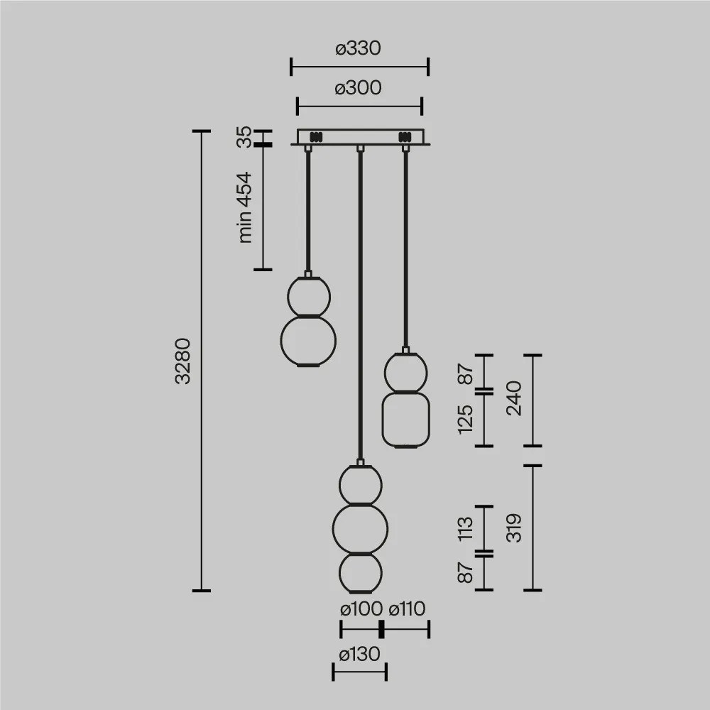 Lustra moderna aurie din metal cu 3 pendule led Maytoni Drop