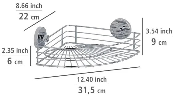 WENKO 20887100 - Poliță VACUUM-LOC rotundă, din oțel, 31x22,5 cm, crom lucios