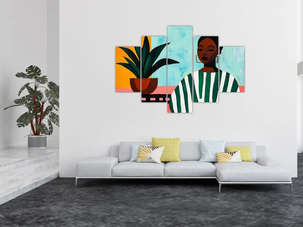 Tablou - Femeie cu floare (150x105 cm)