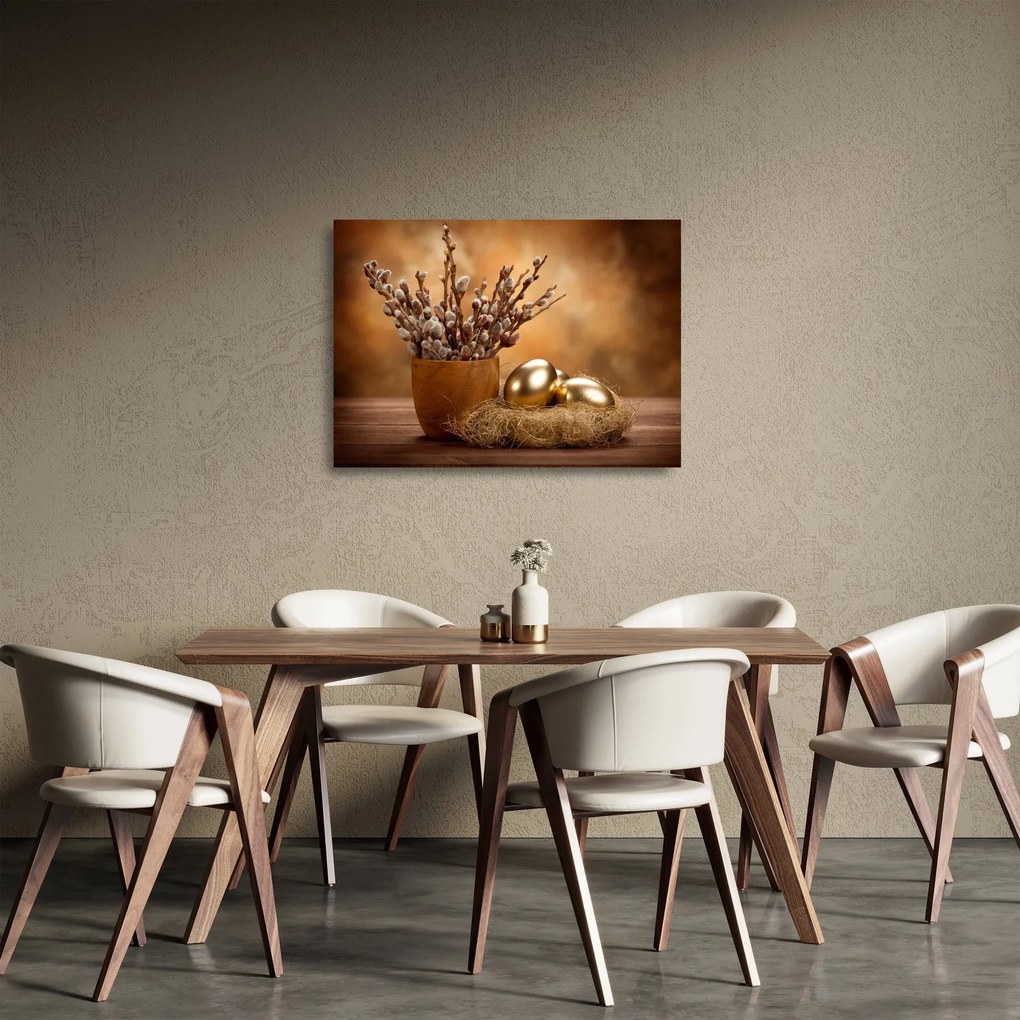 Tablou pe sticlă cu ou și pisicuțe (70x50 cm)