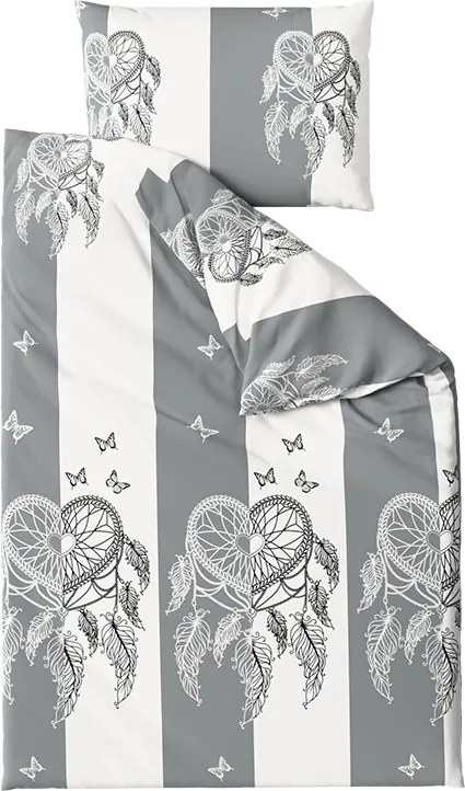 Lenjerie de pat din bumbac TIRSO POLY gri-alb Dimensiune lenjerie de pat: 70 x 90 cm | 140 x 200 cm