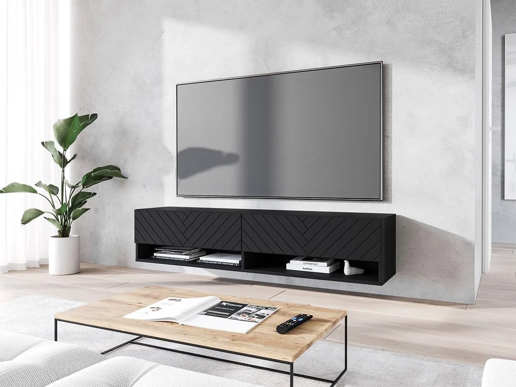 Dulap TV de perete Adenuk 140 MDF (Negru grafit +  Negru) . 1106322