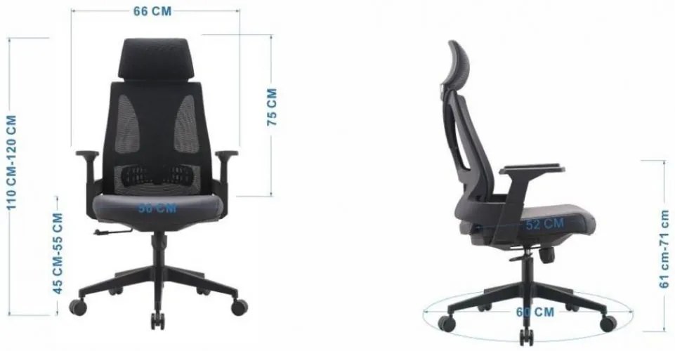 Scaun ergonomic Walker 3285, spătar mesh, sezut piele ecologica, Albastru/Alb