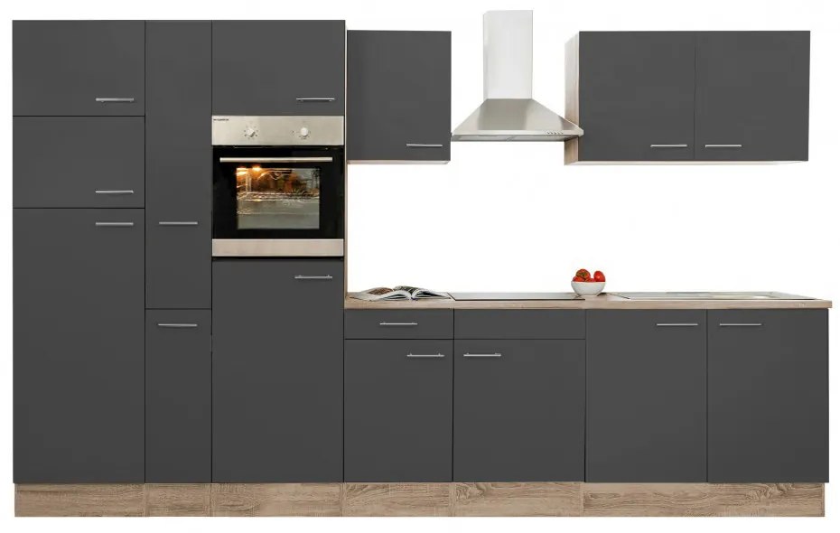 Mobilă de bucătărie Yorki 360, corp din stejar sonoma, cu față antracit satinat