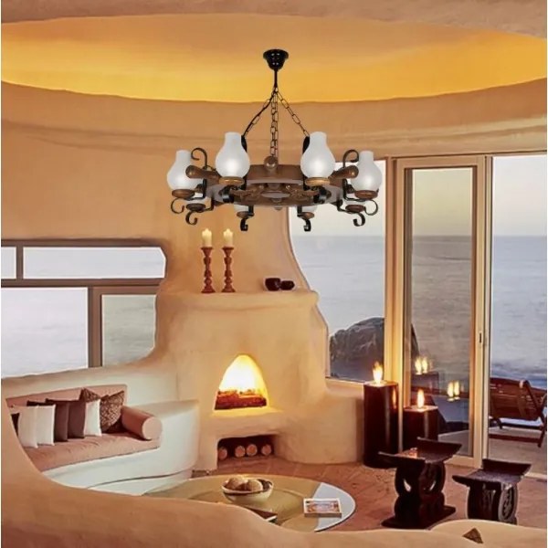 Lustră pe lanț Brilagi TIMONA 8xE14/40W/230V fag/nuc