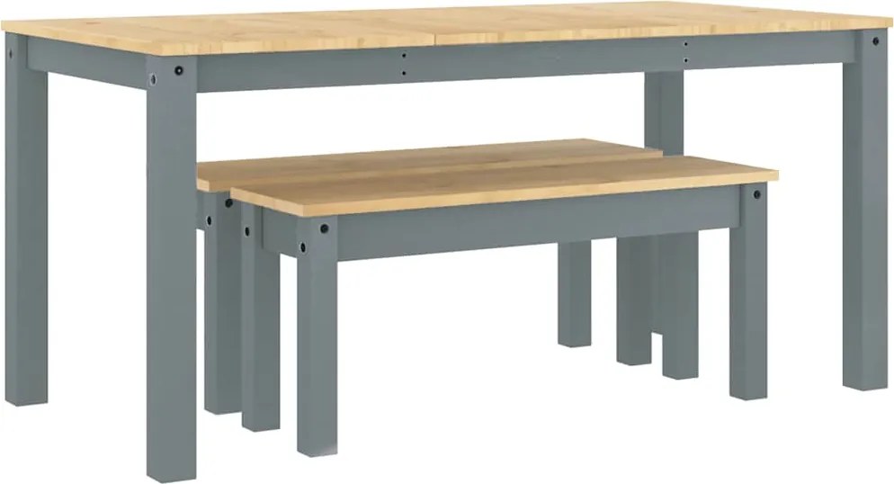 vidaXL Set de sufragerie din 3 piese Panama din lemn masiv de pin gri