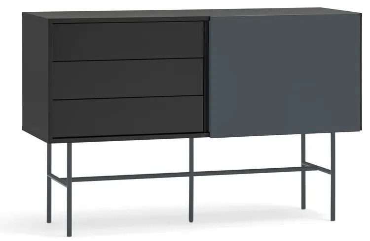 Comodă antracit joasă cu ușă glisantă negru-gri 140x91 cm Nube – Teulat