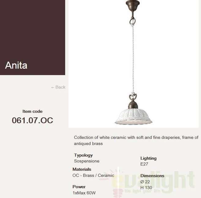 Lustra, Pendul rustic fabricat manual diametru 22cm Anita 061.07.OC