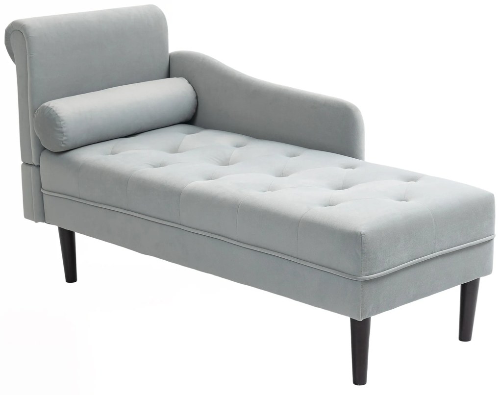 HOMCOM Canapea Chaise Longue cu tapițerie cu efect de catifea, gri | Aosom Romania
