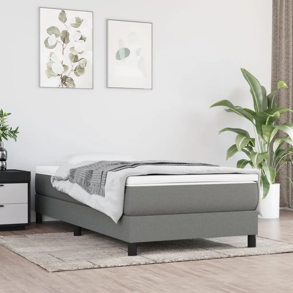 3120469 vidaXL Cadru de pat box spring, gri închis, 80x200 cm, textil