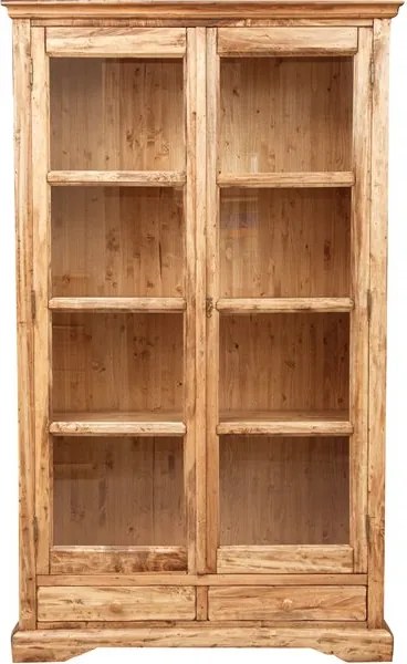 Vitrina, L109 36 H180 cm, 2 usi 2 sertare, lemn masiv