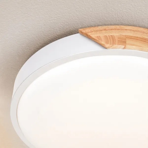 Brilagi - Corp de iluminat LED dimabil PILANA, 48 W/230 V, stejar/alb, Ø 40 cm + telecomandă