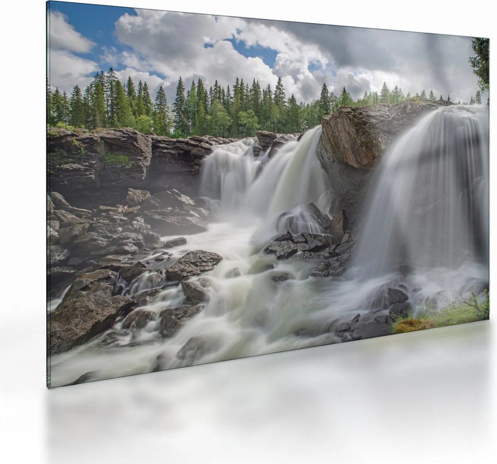 Tablou pe sticlă cu cascade (70x50 cm)