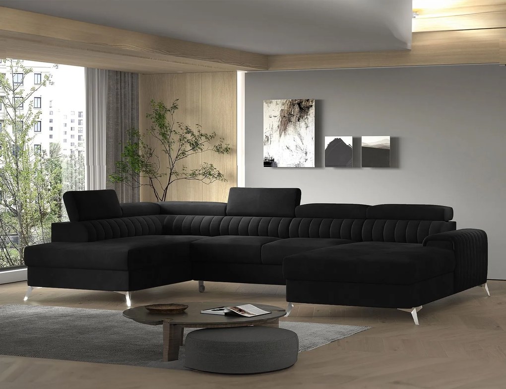 Colțar lemn masiv Formă U Extensibil Levi 347x202cm - Gojo 101, Dreapta