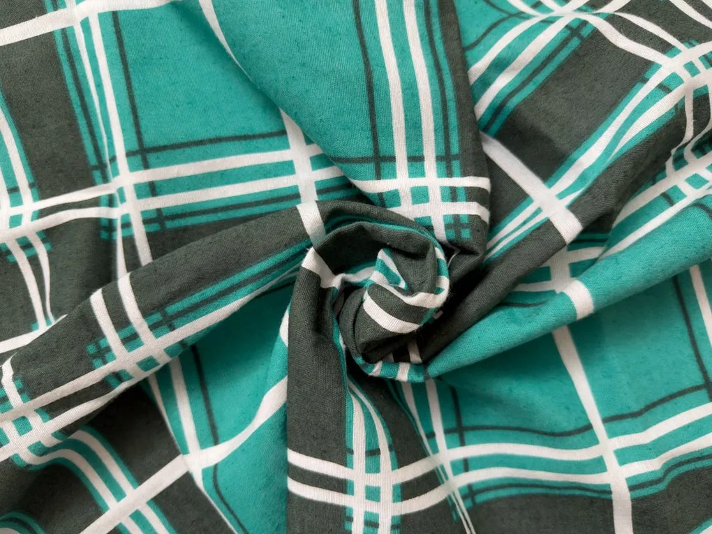 Lenjerie de pat flanelata KOSTKA verde Dimensiune lenjerie de pat: 2 buc 70 x 90 cm | 200 x 220 cm