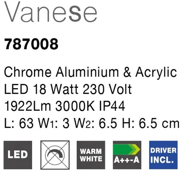 Aplica perete LED pentru oglinda baie IP44 Vanese 18W NVL-787008