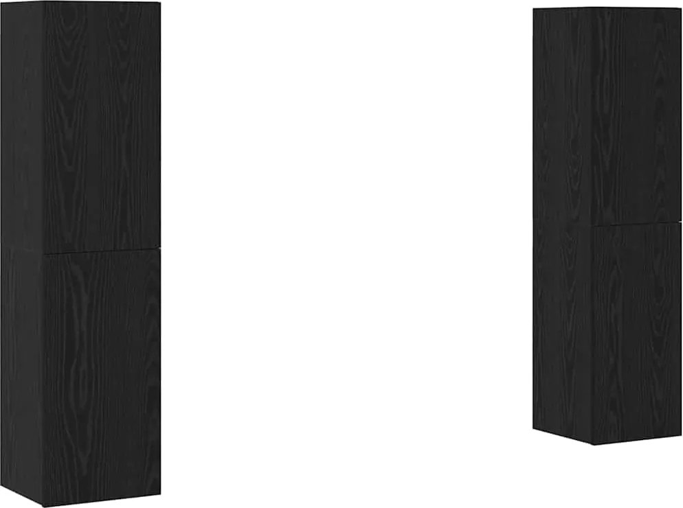 vidaXL Set comodă TV Pe perete Stejar Negru Lemn compozit