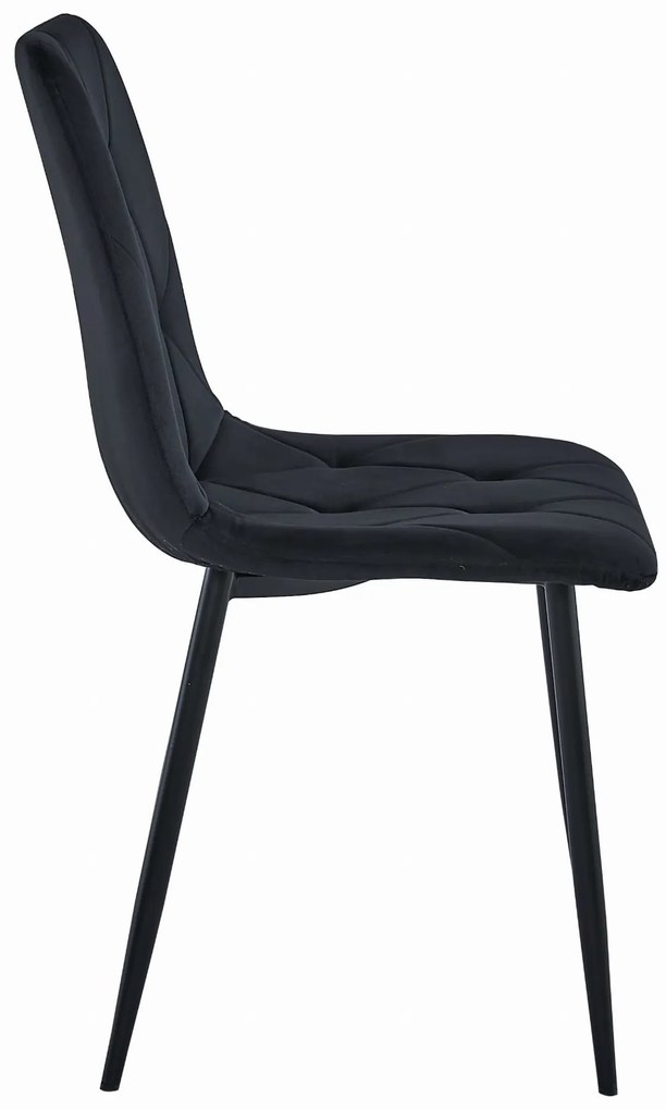 Scaun de dining din catifea neagra LIBRA cu picioare negre