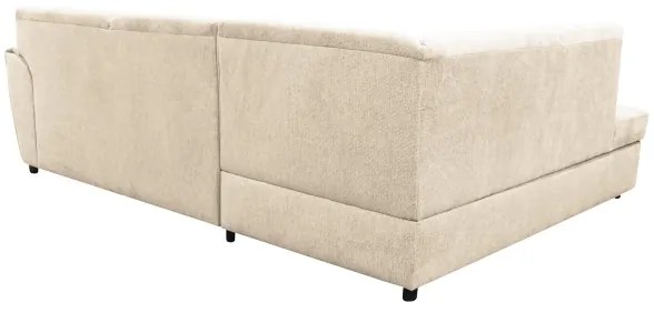 Colțar extensibil în L SERPA, cu ladă de depozitare, variantă stânga, bej