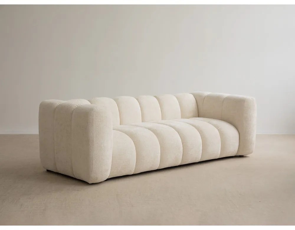 Colțar modular crem cu tapițerie din chenille Lupine – Micadoni