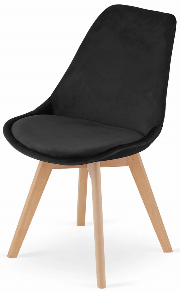 Scaun DAREN NORI VELVET negru cu picioare de fag