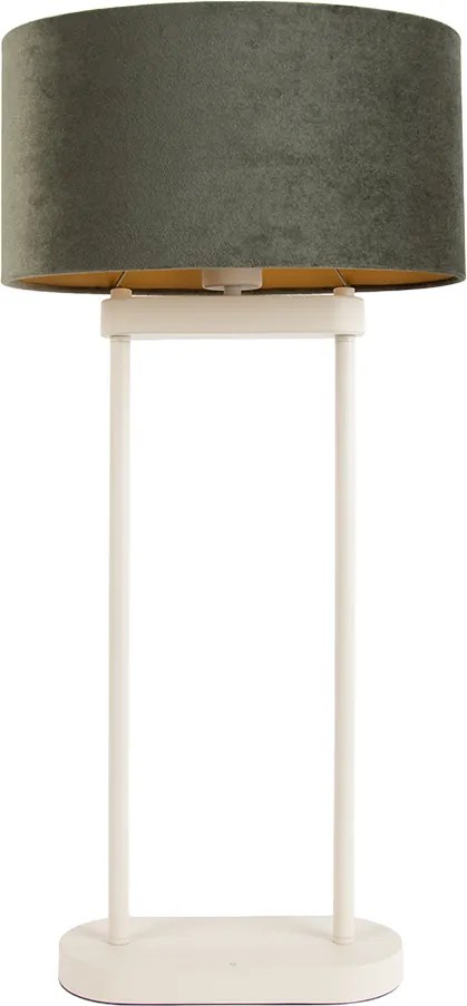 Lampă de masă bej cu abajur oval verde și interior auriu 35cm - Thijmen