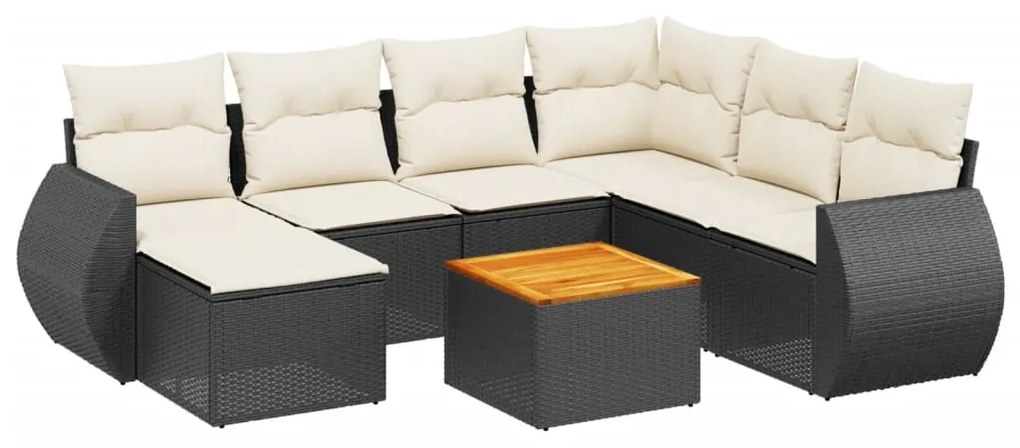 3225118 vidaXL Set mobilier de grădină cu perne, 8 piese, negru, poliratan