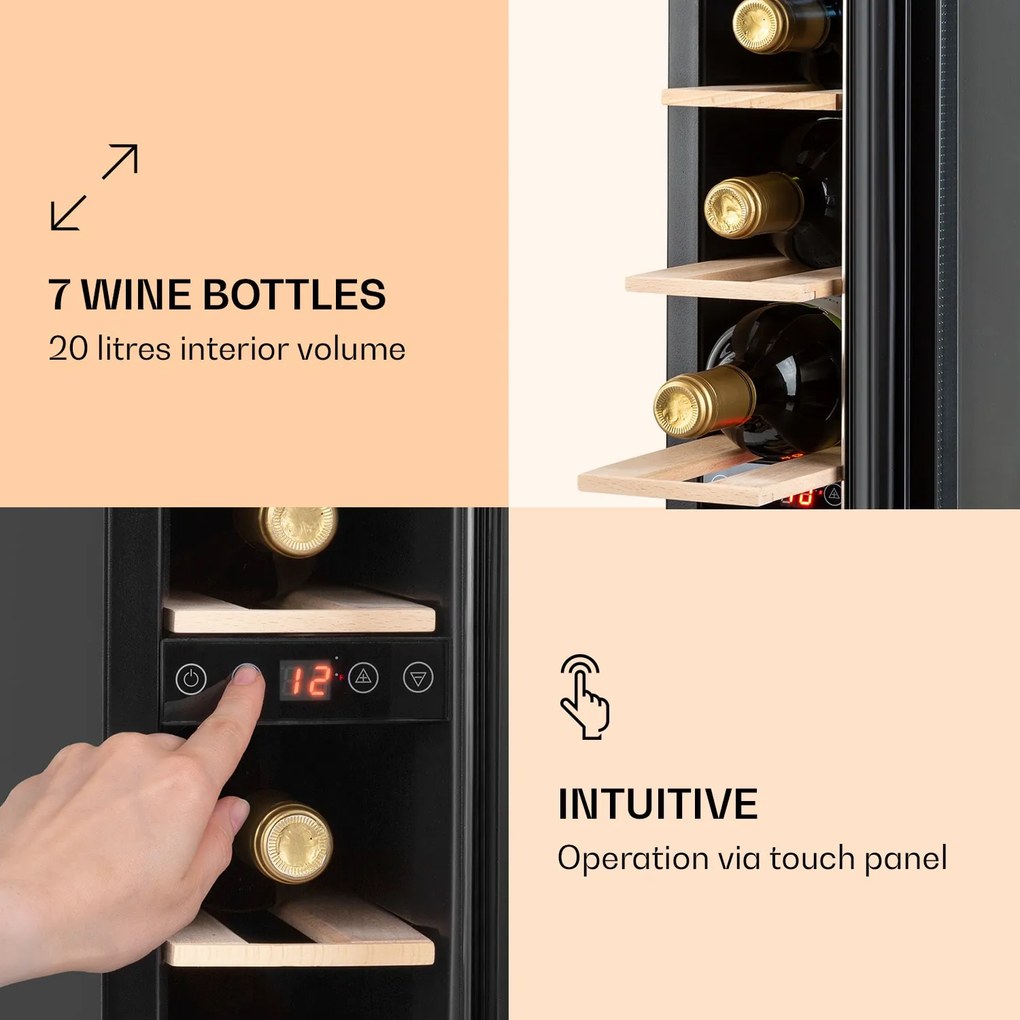 Vinovilla 7, încorporat, Uno Quartz, frigider pentru vin încorporat, sticlă, oțel inoxidabil