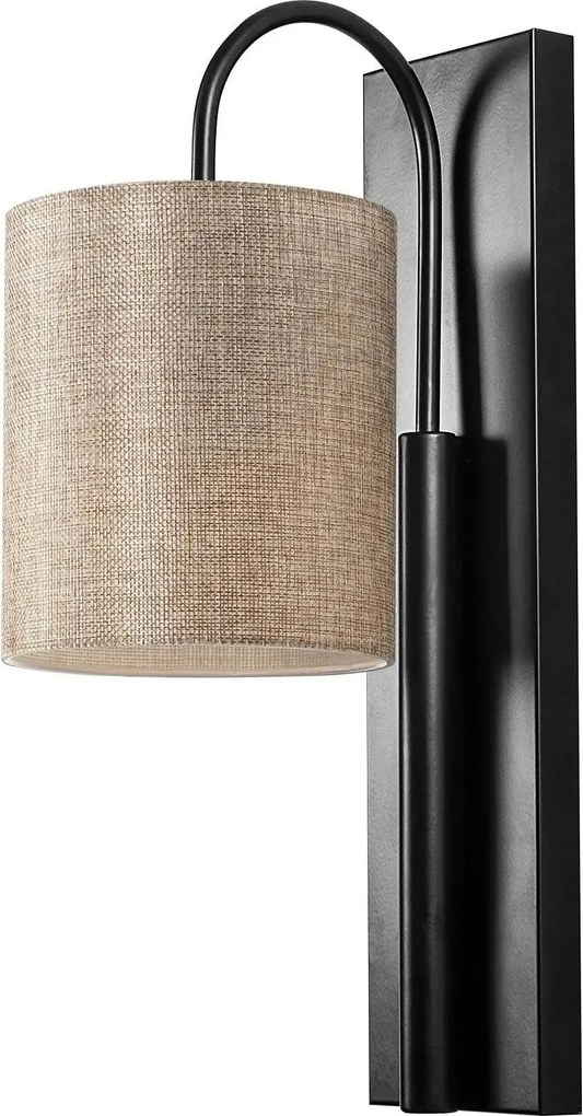Lampa perete BASTON-3461, negru/crem, metal/material textil, 14x20x42