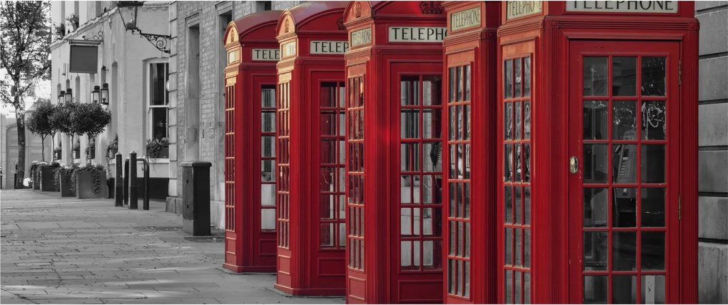 Tablou - Cutii telefonice din Londra (120x50 cm)