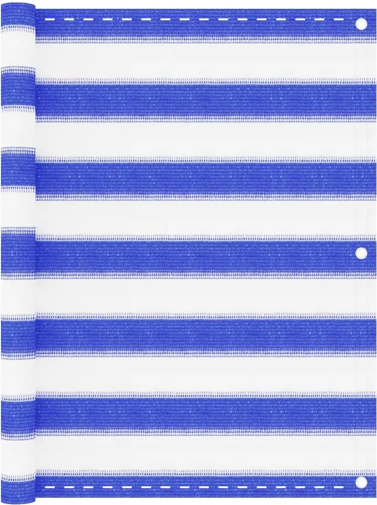 vidaXL Paravan de balcon,albastru și alb, 75 x 500 cm, HDPE