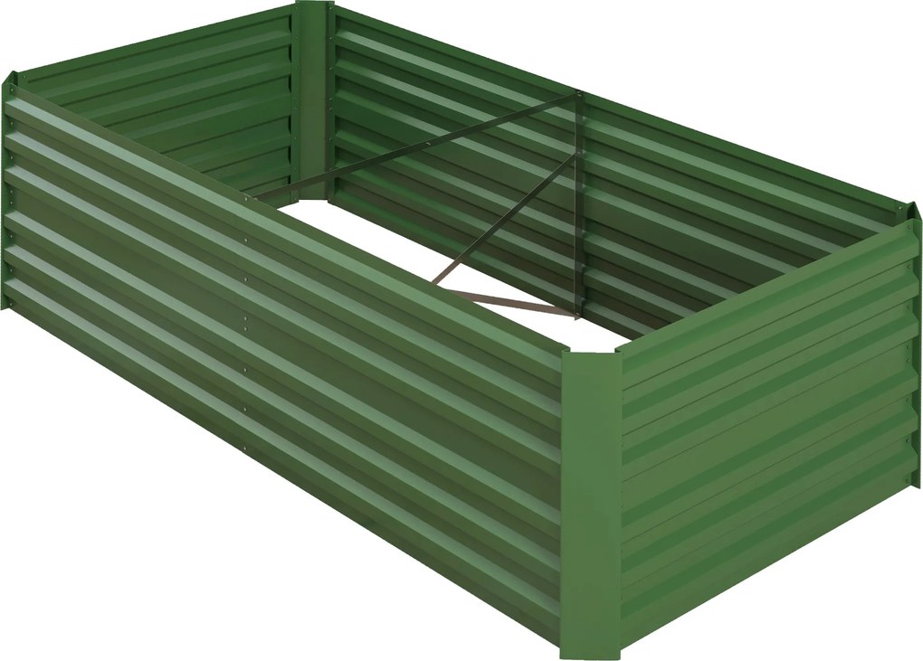 Outsunny Grădină elevate patrulater legume pat jardiniere cu tuburi de armare din oțel galvanizat 180 x 90 x 59 cm | Aosom Romania