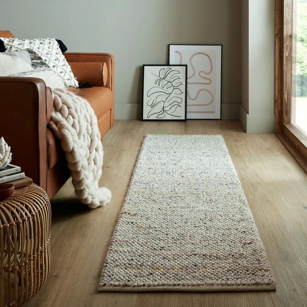 Covor tip traversă crem țesut manual din amestesc de lână 60x230 cm Minerals – Flair Rugs