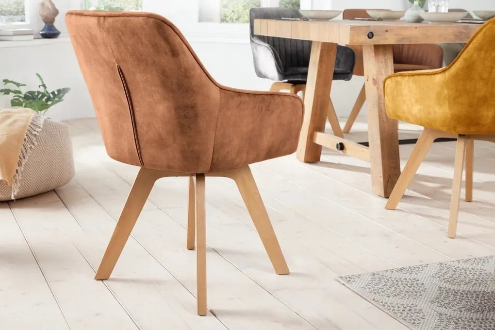 Set de 2 scaune pivotante pivotant Livorno catifea maro